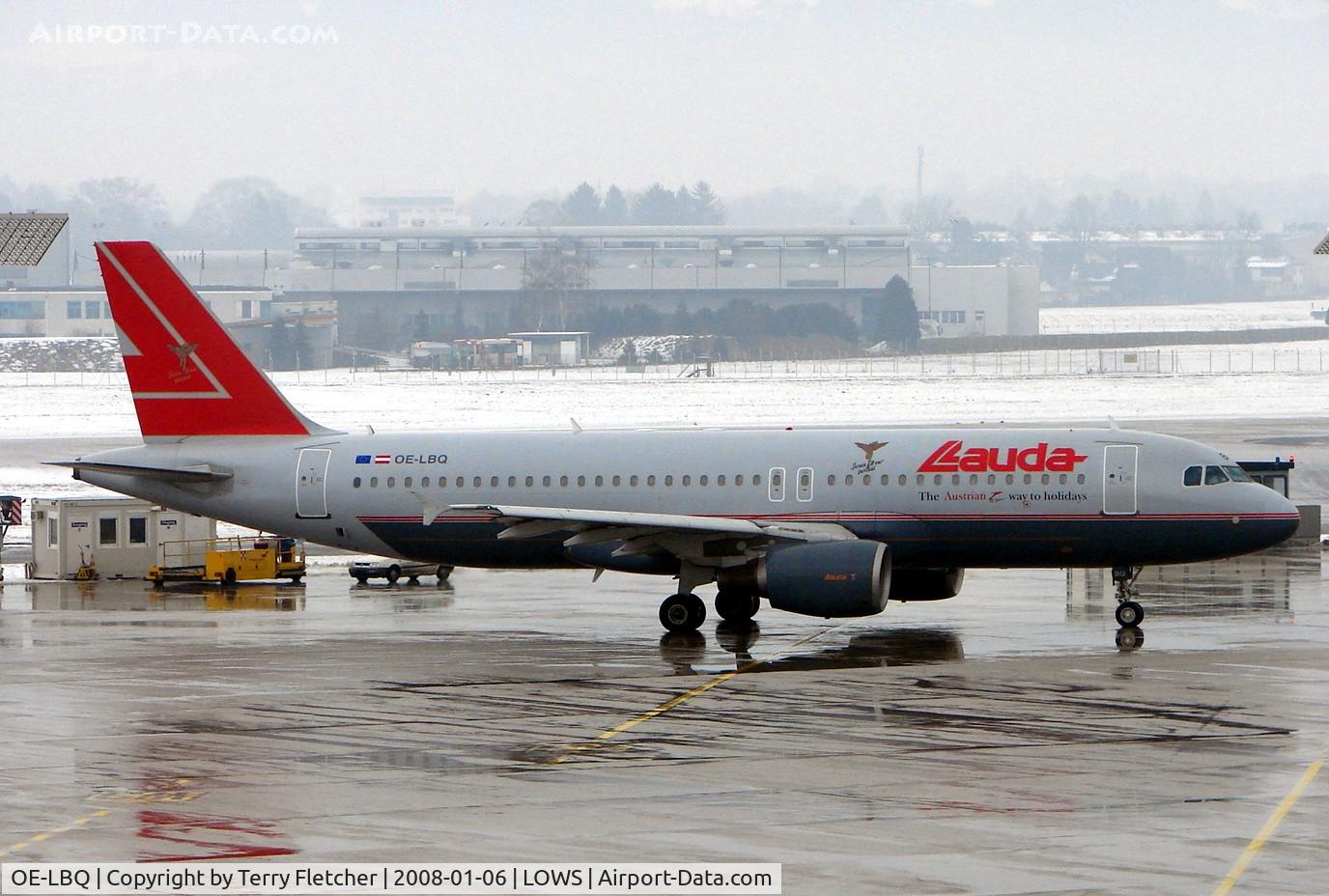 OE-LBQ, 1999 Airbus A320-214 C/N 1137, Lauda A320 de-iced and ready to depart from Salzburg