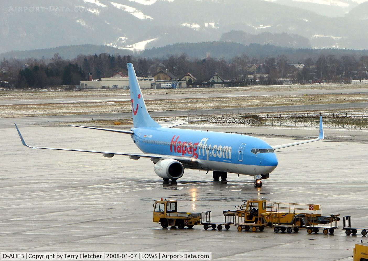 D-AHFB, 1997 Boeing 737-8K5 C/N 27982, Arriving on a wet Salzburg morning