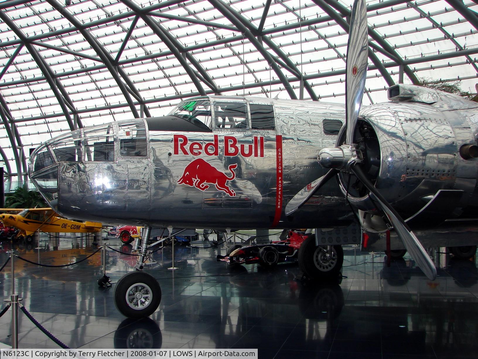 N6123C, 1945 North American B-25J-30-NC Mitchell Mitchell C/N 108-47647, Immaculate B25 Mitchell at Hangar 7 Salzburg Airport