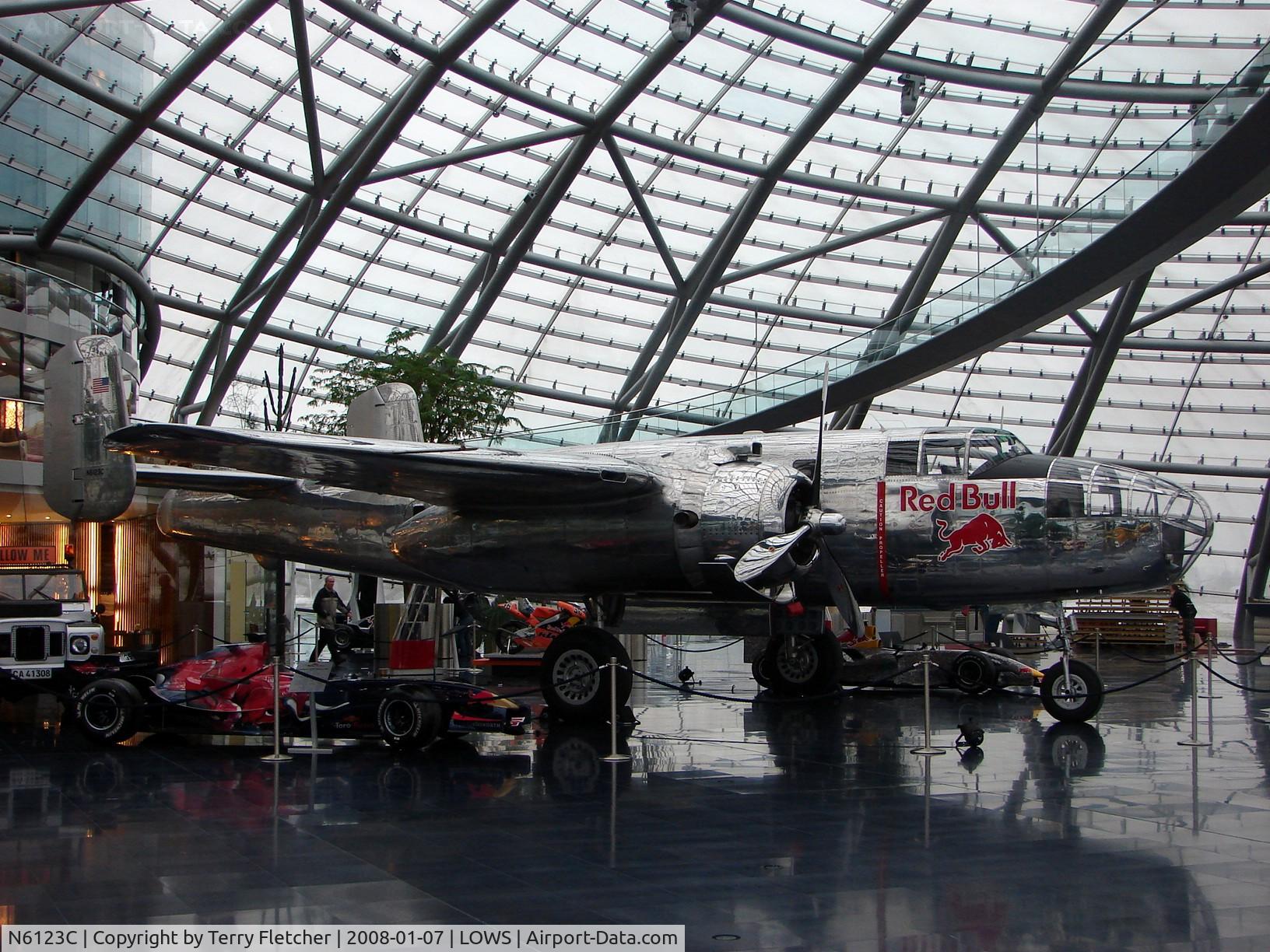 N6123C, 1945 North American B-25J-30-NC Mitchell Mitchell C/N 108-47647, B-25 Mitchell in the wonderful Hangar 7 Museum setting  at Salzburg Airport