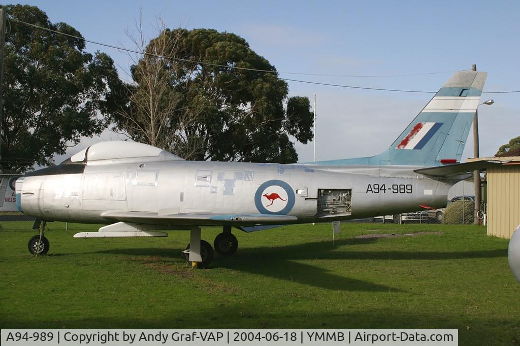 A94-989, Commonwealth CA-27 Sabre Mk30 C/N CA27-89, RAAF Sabre