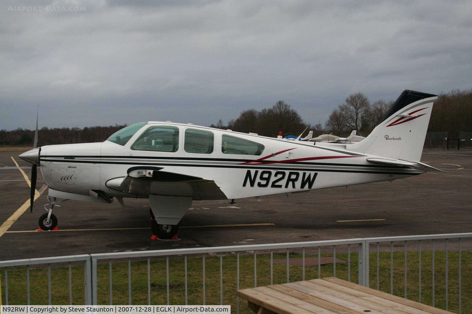 N92RW, 1981 Beech F33A Bonanza C/N CE-972, Taken at Blackbushe Airport 28th December 2007