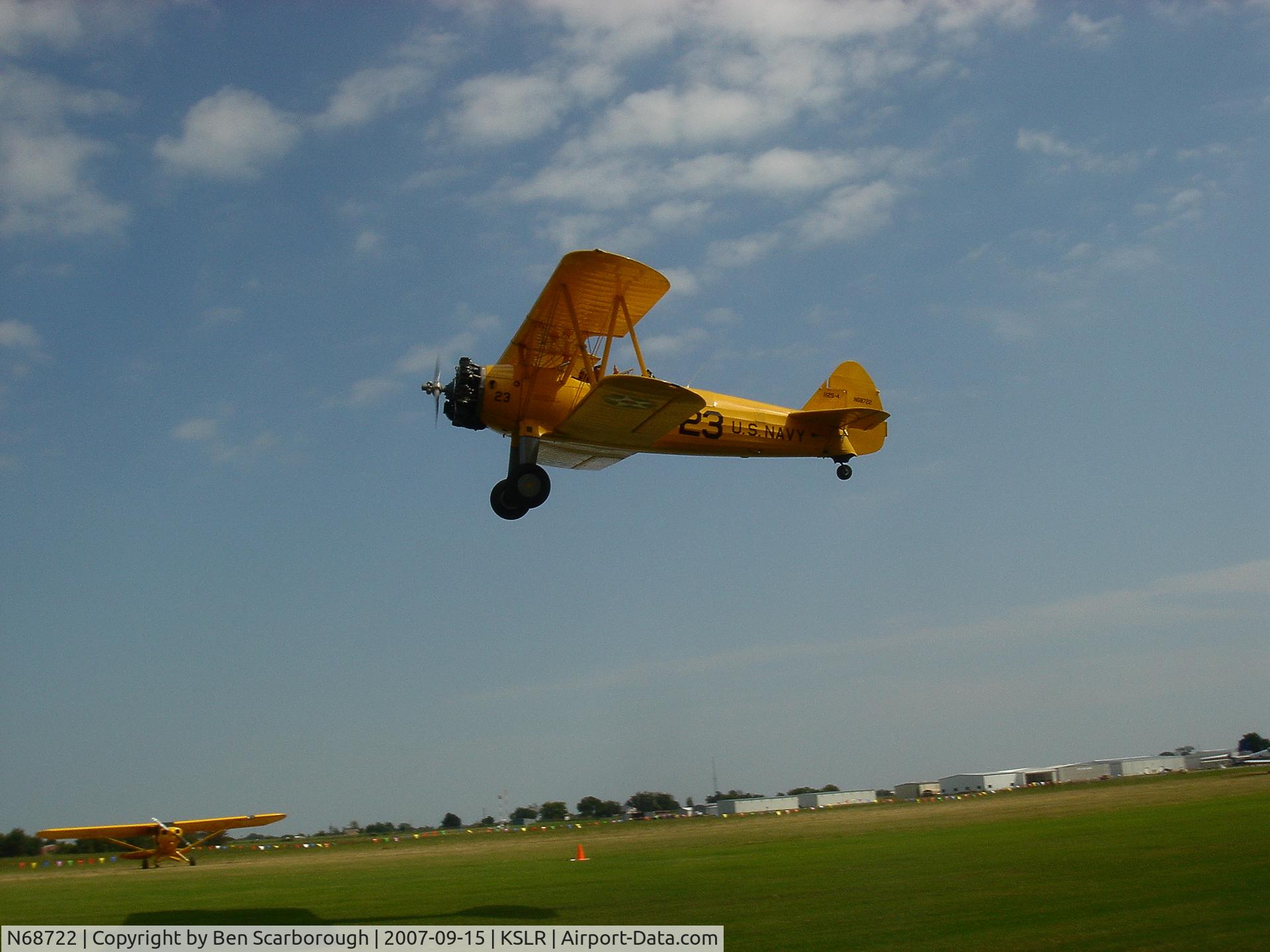 N68722, 1942 Boeing A75N1(PT17) C/N 75-3603, Darin Hart at SLR Fly-in
