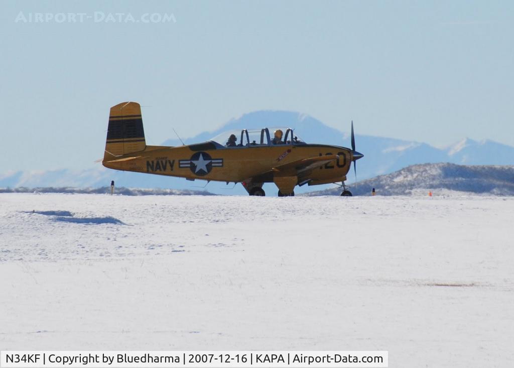 N34KF, 1953 Beech A45 C/N G-120, Cleared for takeoff on 17L with Pikes Peak in the background. (sky fighters)