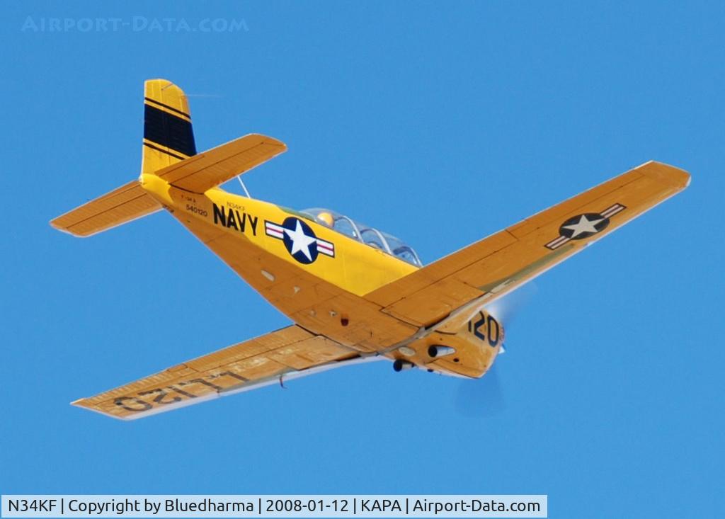 N34KF, 1953 Beech A45 C/N G-120, Beech A45 Sky fighter T-34 A Mentor takeoff heading North.