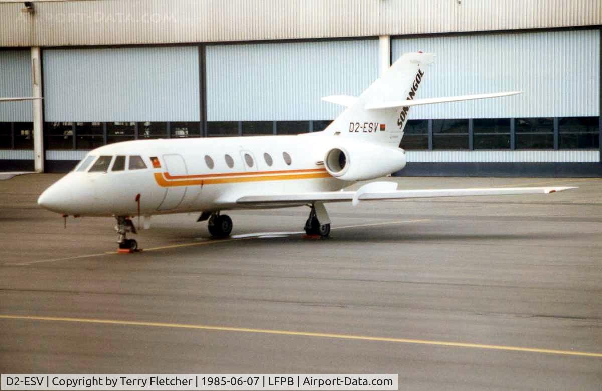 D2-ESV, 1972 Dassault Falcon (Mystere) 20F C/N 262, Sonangol's Falcon 20 in the Maintenance area at Paris Le Bourget in 1985