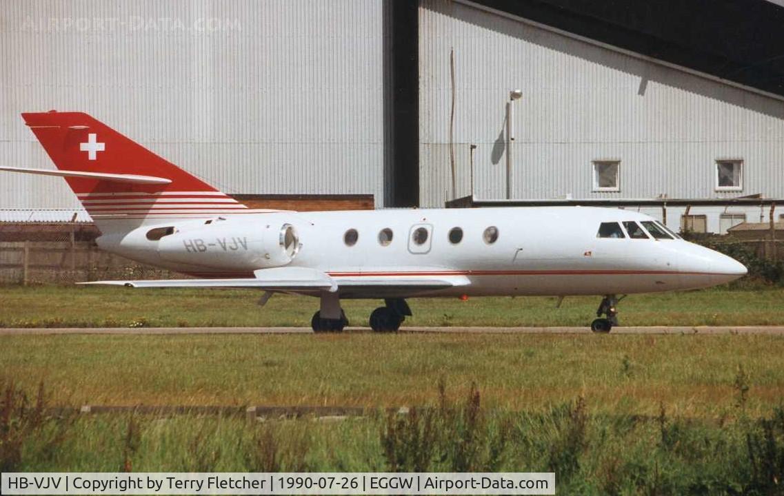 HB-VJV, 1970 Dassault Falcon (Mystere) 20D C/N 237, Swiss Falcon 20 about to depart Luton