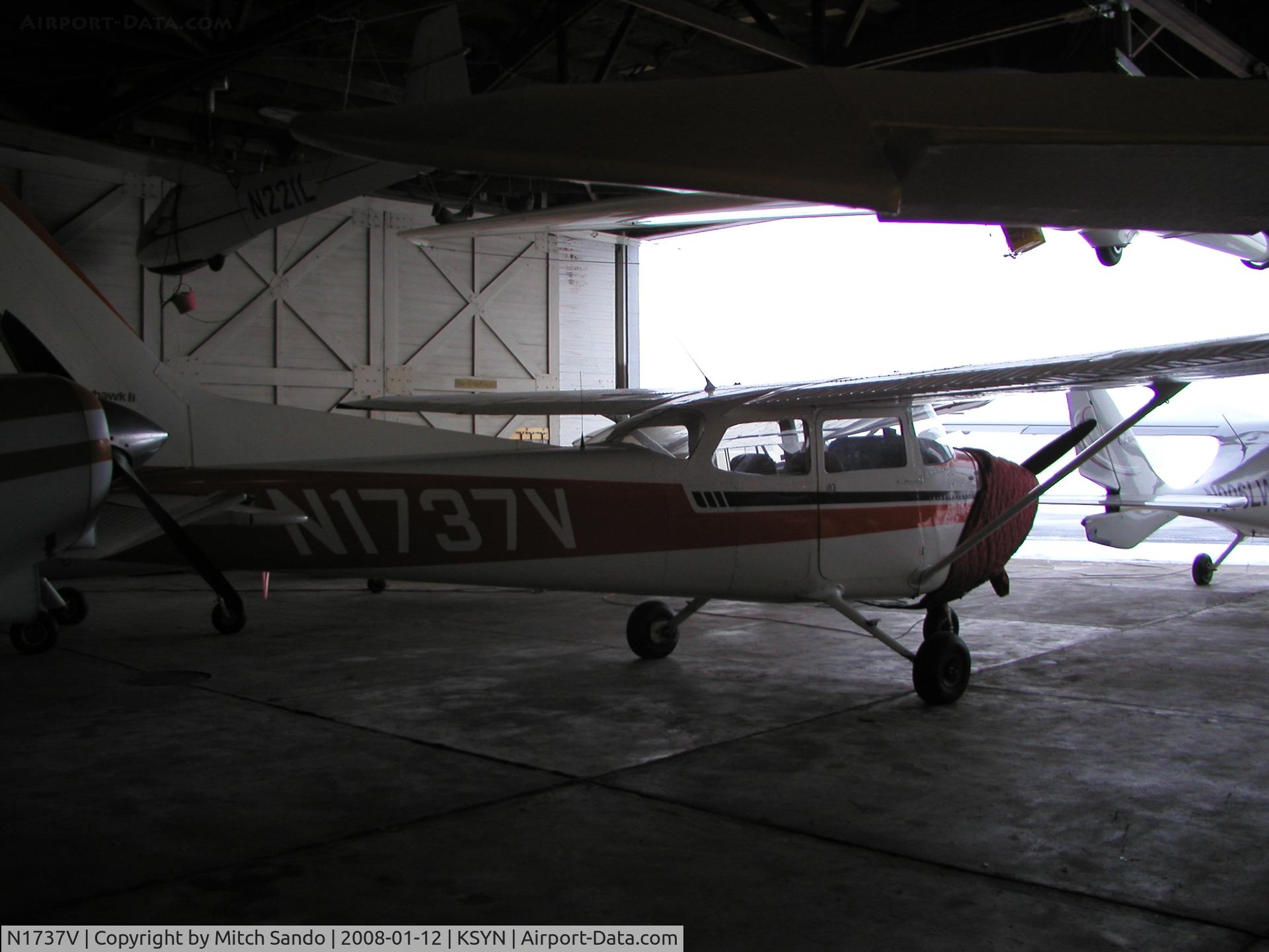 N1737V, 1974 Cessna 172M C/N 17263732, Parked inside the main hangar at Stanton.