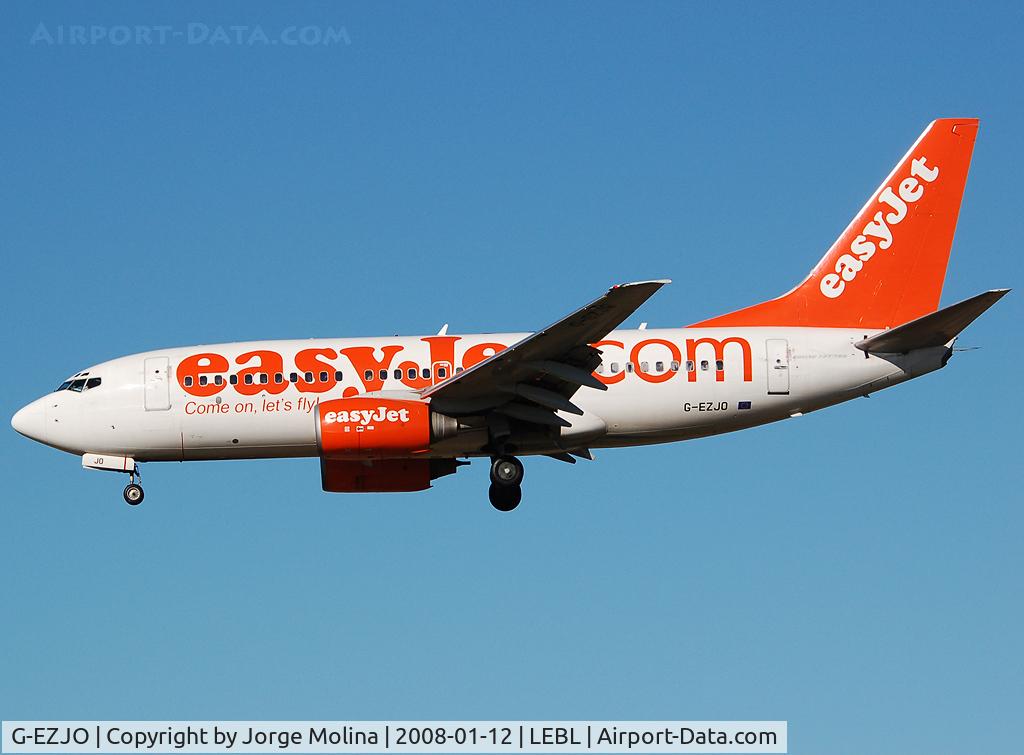 G-EZJO, 2002 Boeing 737-73V C/N 30244, Clear to land RWY 25R.