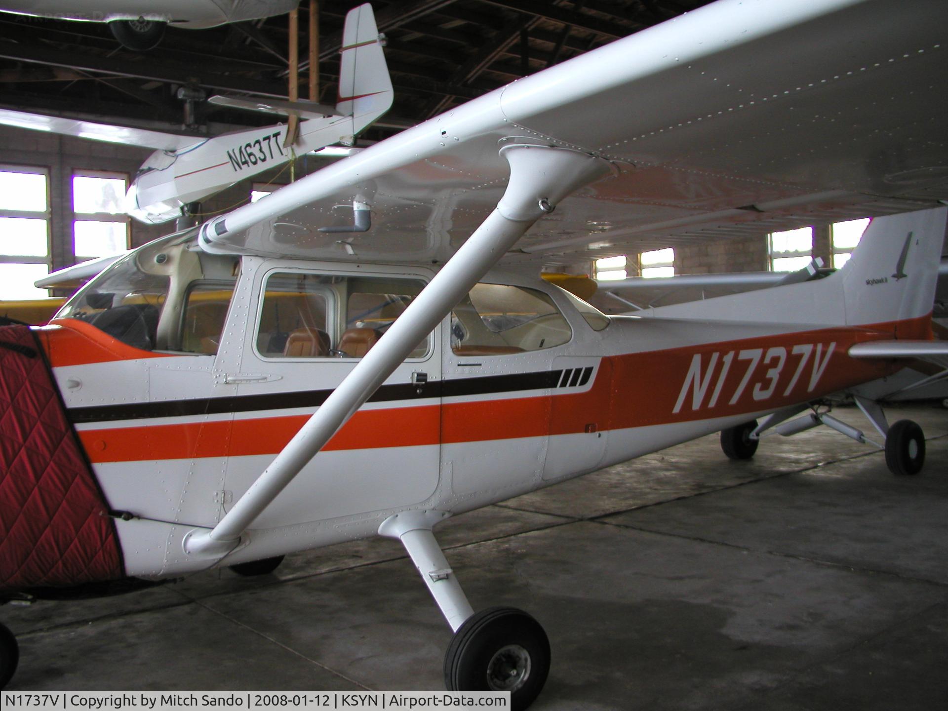 N1737V, 1974 Cessna 172M C/N 17263732, Parked inside the main hangar at Stanton.