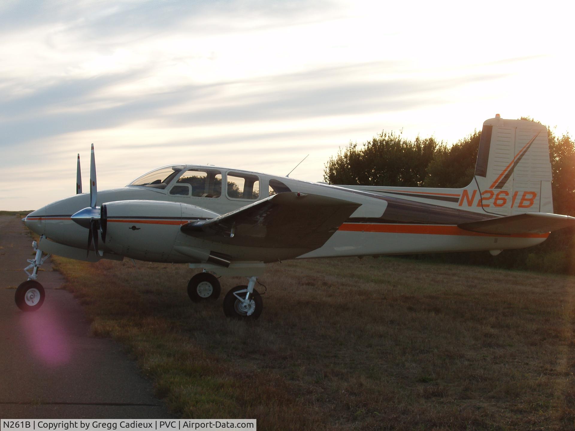 N261B, 1957 Beech D50 Twin Bonanza C/N DH-134, eSitting on the ramp in Provincetown, Mass. A great example of a well maintained Twin Bonanza.