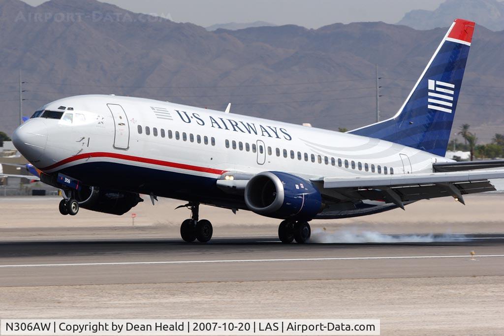 N306AW, 1990 Boeing 737-3G7 C/N 24633, US Airways N306AW landing on RWY 25L.