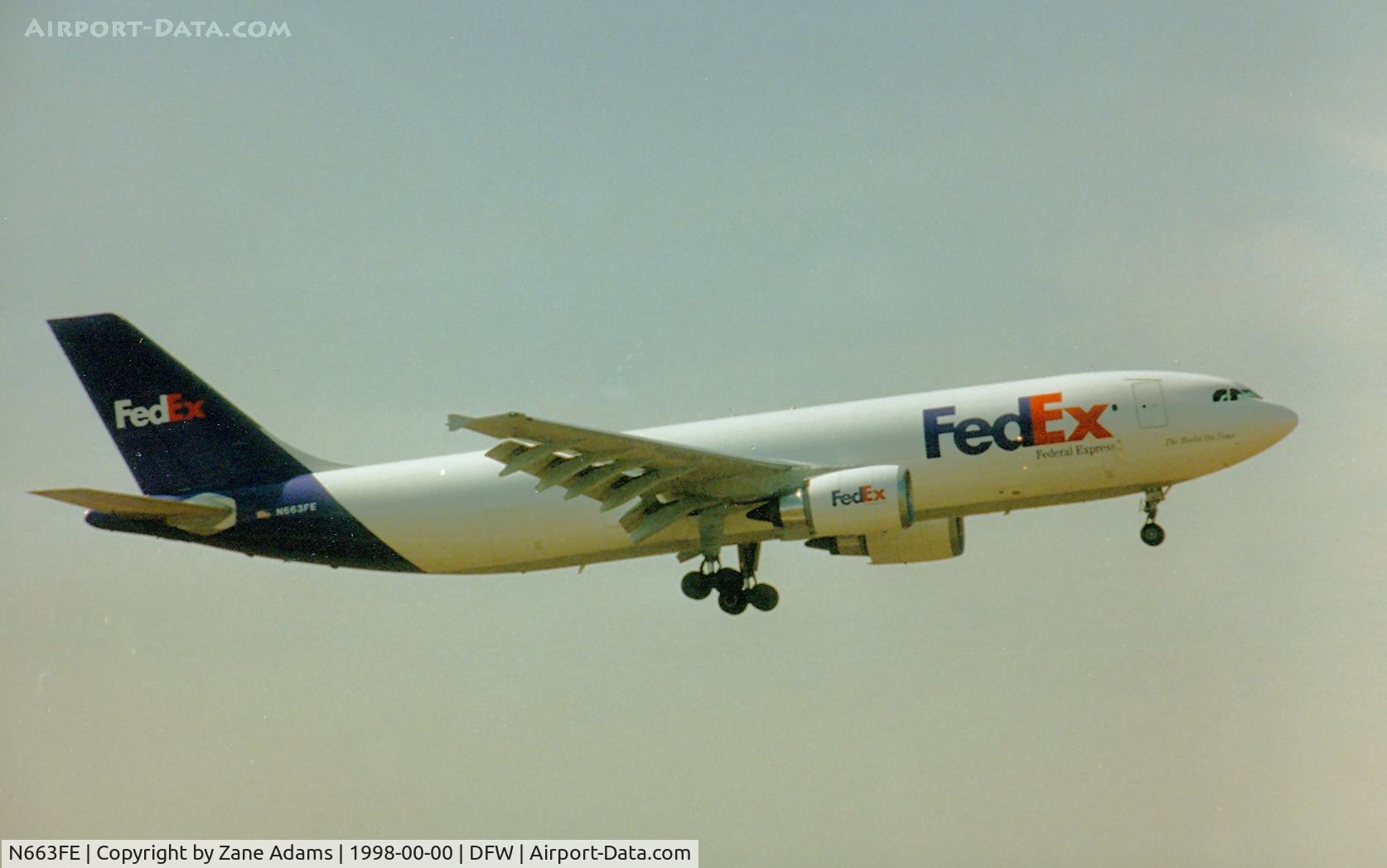 N663FE, 1995 Airbus A300F4-605R C/N 766, Fed Ex landing at DFW