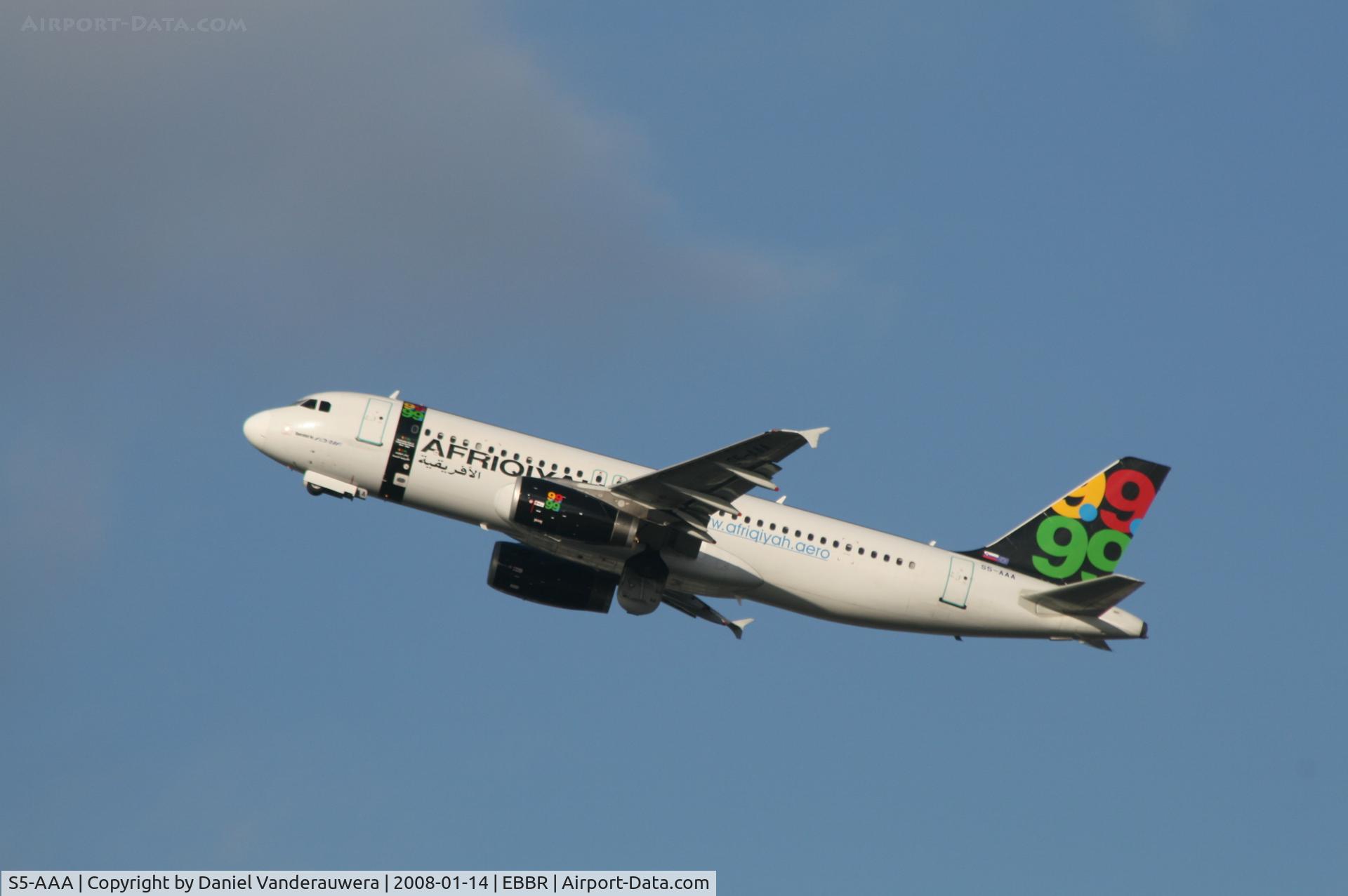 S5-AAA, 1988 Airbus A320-231 C/N 0043, flight 8U925 is taking off on rwy 07R