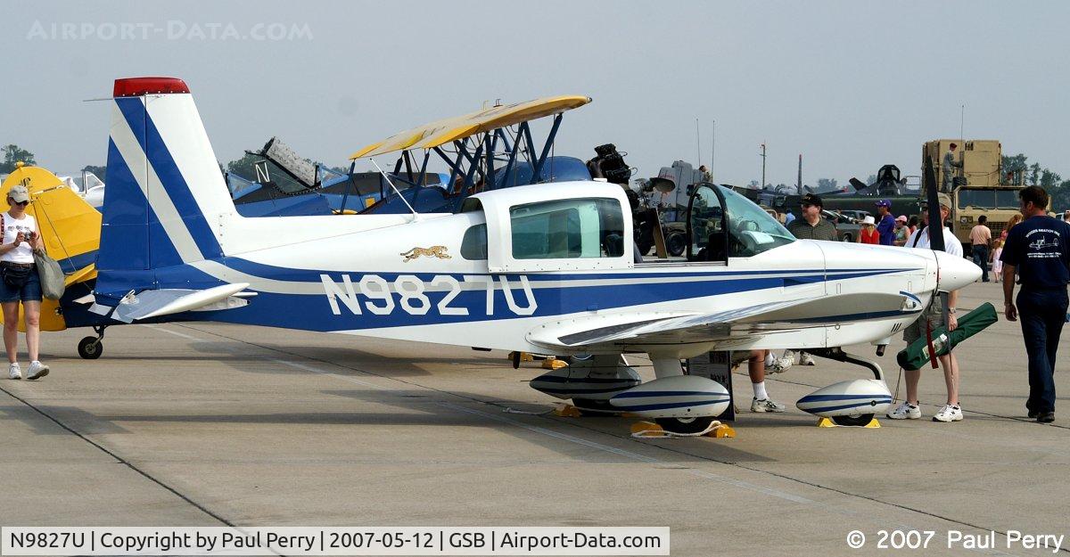 N9827U, 1976 Grumman American AA-5A Cheetah C/N AA5A0227, Vistiting Cheetah, from a near airport