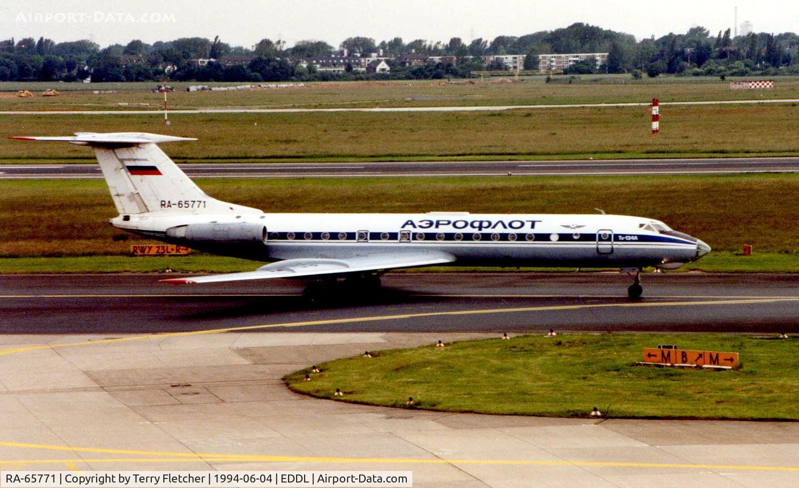 RA-65771, Tupolev Tu-134A-3 C/N 62445, Aeroflot Tu 134 at Dusseldorf in 1994