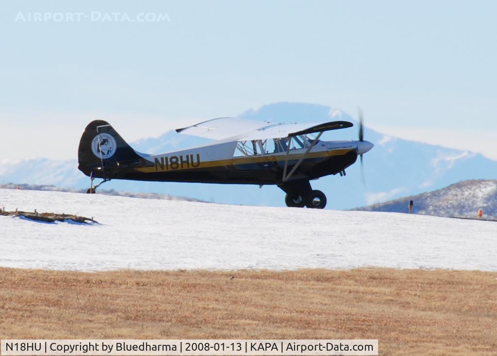 N18HU, 2008 Aviat A-1C Husky C/N 3004, Huskie Cleared for takeoff on 17L with Pikes Peak in the background.