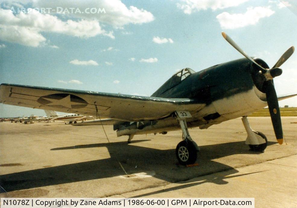 N1078Z, 1963 Grumman F6F-5 Hellcat C/N 27354801-66, Hellcat! At Grand Prairie Municipal