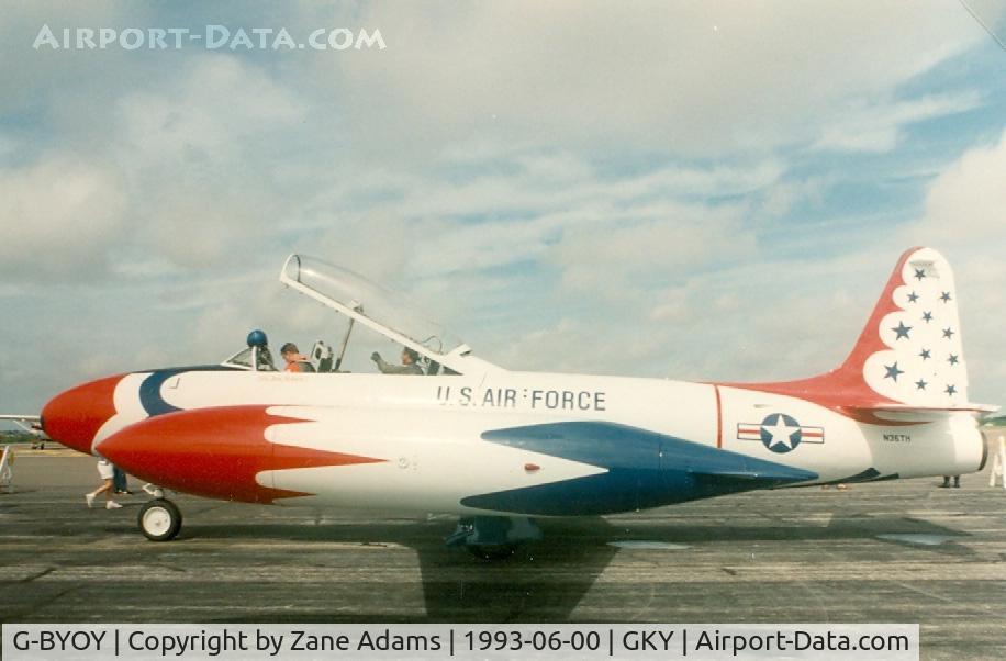 G-BYOY, Canadair T-33AN Silver Star 3 C/N T33-231, This aircraft was formerly N134AT, N333DV - photographed as N36TH, currently G-BYOY and now stored in North Weald, Essex, England