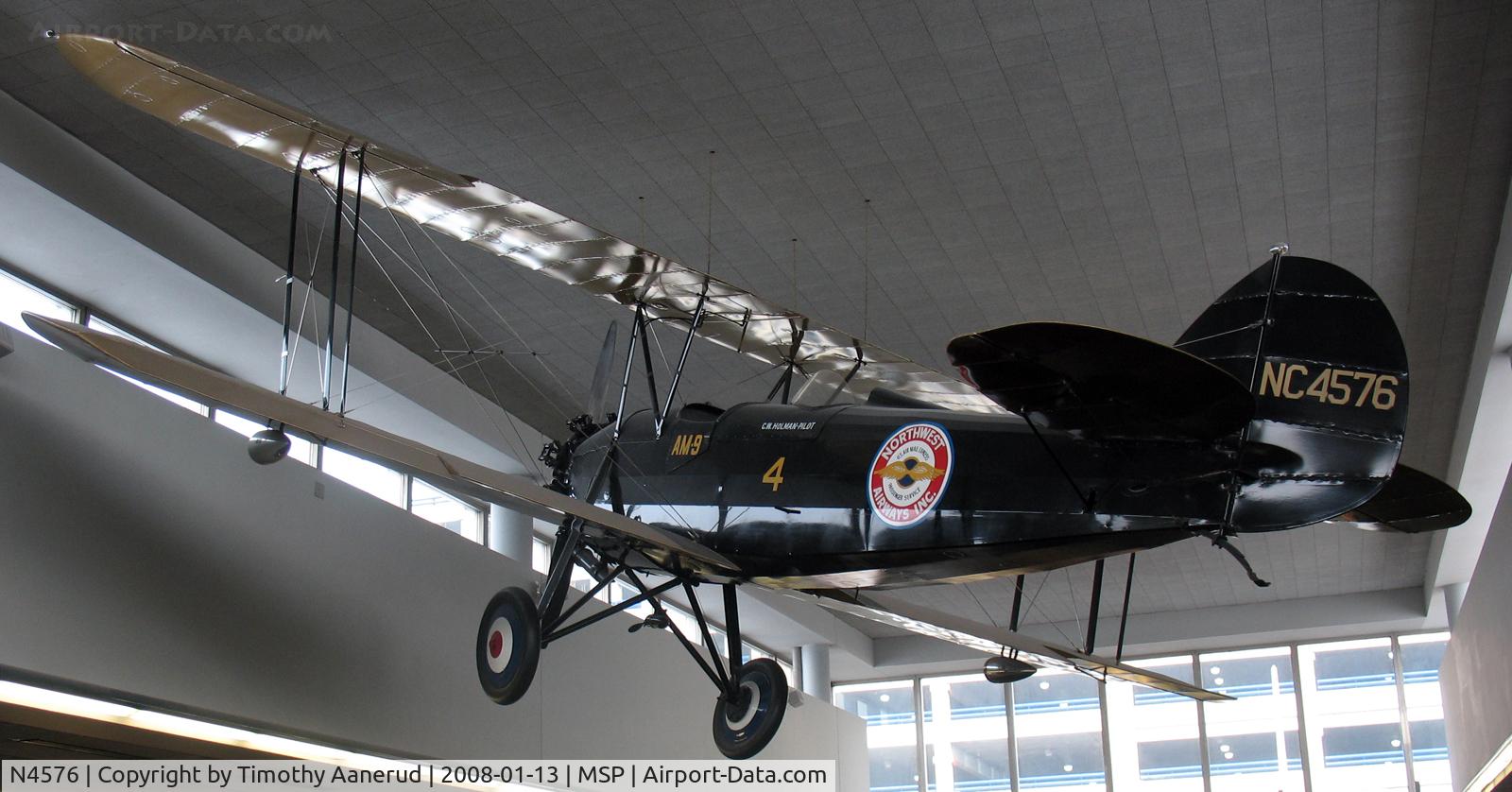 N4576, 1928 Waco 125 C/N 1397, The only Waco 125 remaining.  Originally purchased by Northwest Orient Airlines for $6,500.  Near gate G15