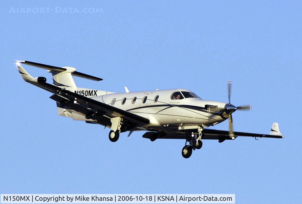 N150MX, 2004 Pilatus PC-12/45 C/N 580, Pilatus PC-12-45 coming in on short final on a beautiful Southern California day.
