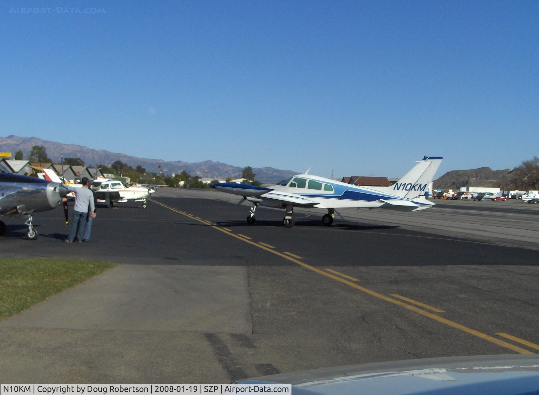 N10KM, 1964 Cessna 310I C/N 310I0101, 1964 Cessna 310I, two Continental IO-470-D 260 Hp each, I model introduced baggage compartments at rear of each engine nacelle, taxi turn to refuel