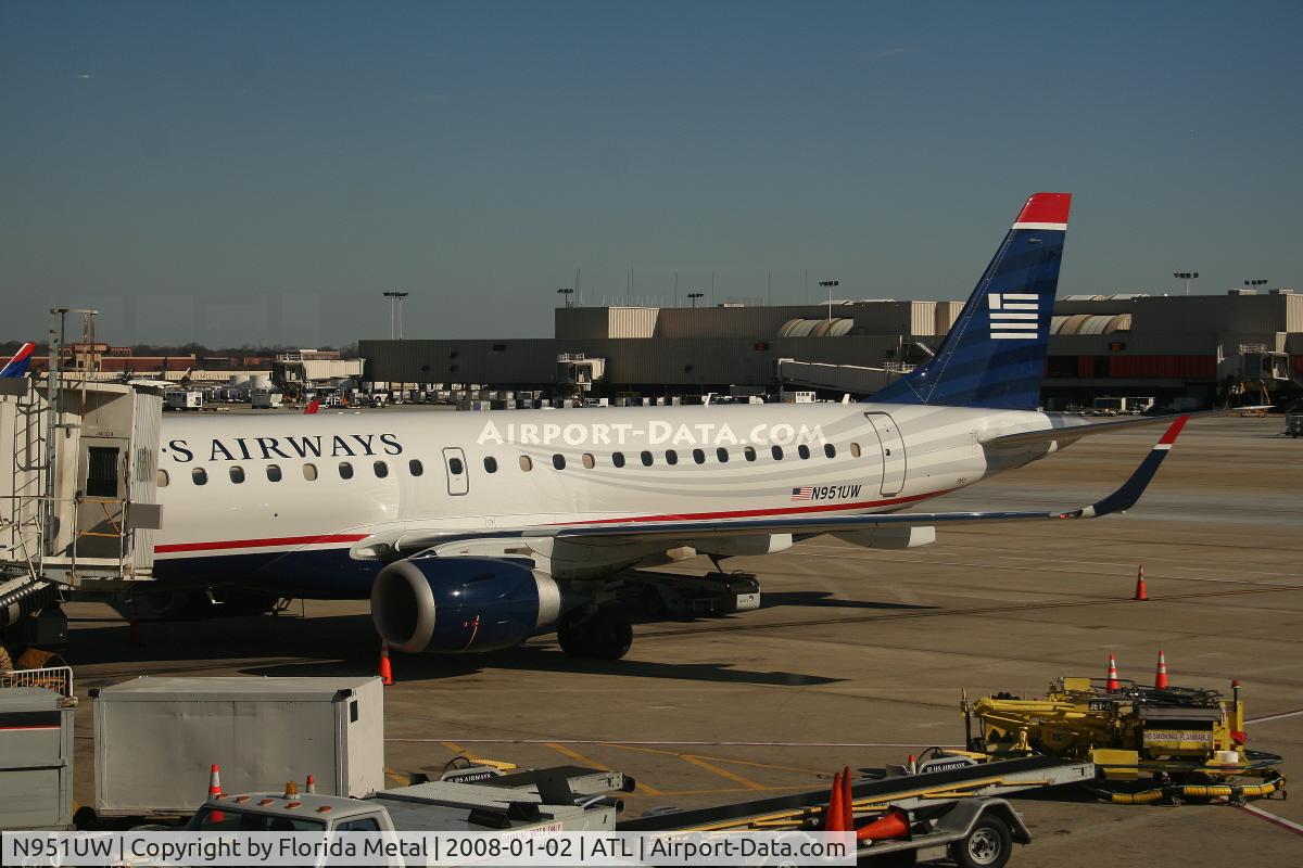 N951UW, 2007 Embraer ERJ-190-100 IGW 190AR C/N 19000112, US Airways