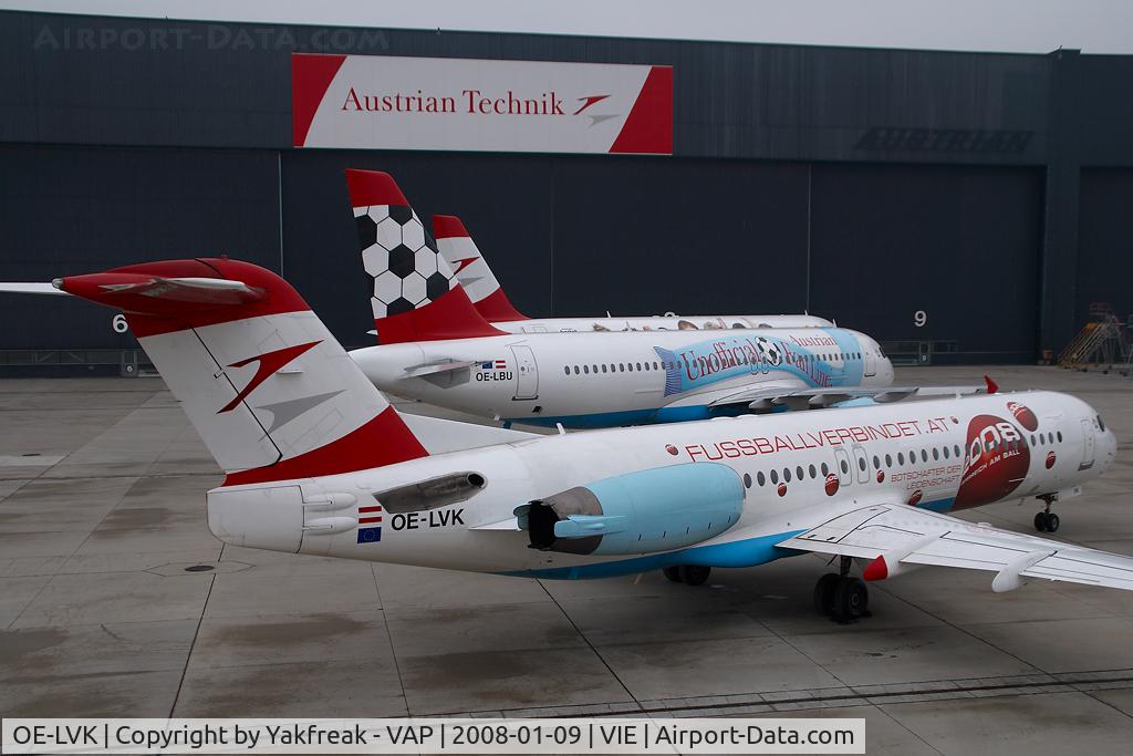 OE-LVK, 1992 Fokker 100 (F-28-0100) C/N 11397, Austrian Arrows Fokker 100 in Euro 2008 special colors