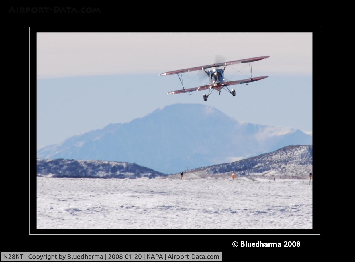 N28KT, 2005 Stolp SA-750 Acroduster Too C/N 0028, Power Play Landing with Pikes Peak in the Distance.