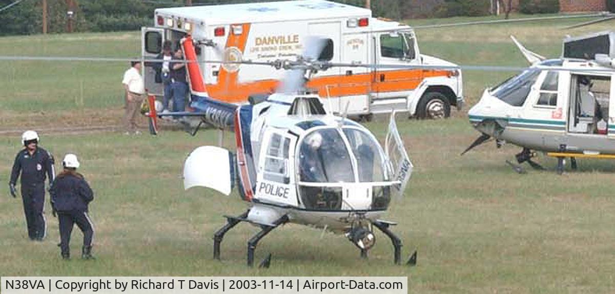 N38VA, 1993 MBB Bo.105LS-A3 C/N 2040, 1993 Eurocopter belonging to Virginia State Police at the scene of automobile accident with 1 fatal on Rt.360 North of Danville Va.