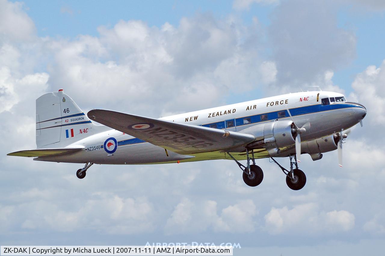 ZK-DAK, 1944 Douglas DC3C-S1C3G (C-47B) C/N 15035, Climbing out of Ardmore