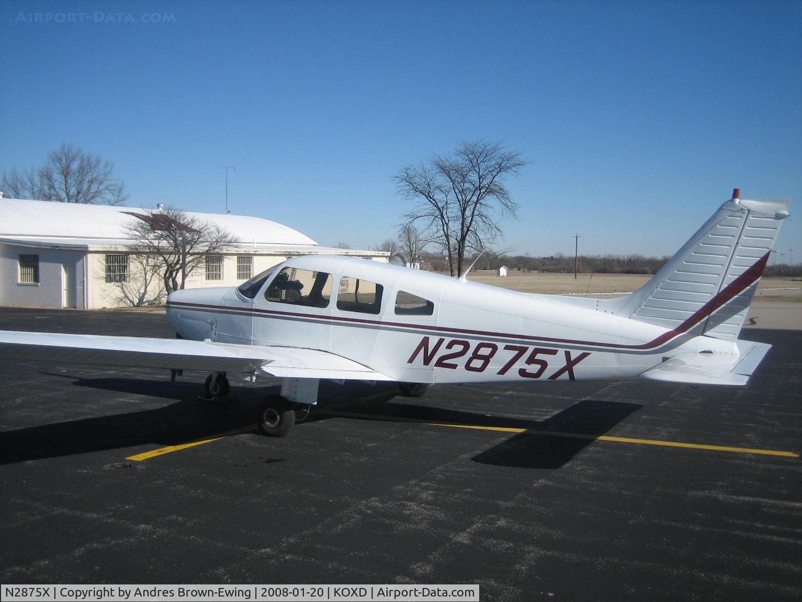 N2875X, 1979 Piper PA-28-161 C/N 28-7916502, parked on our ramp on a frigid day (wind chill of -11 degrees F!)