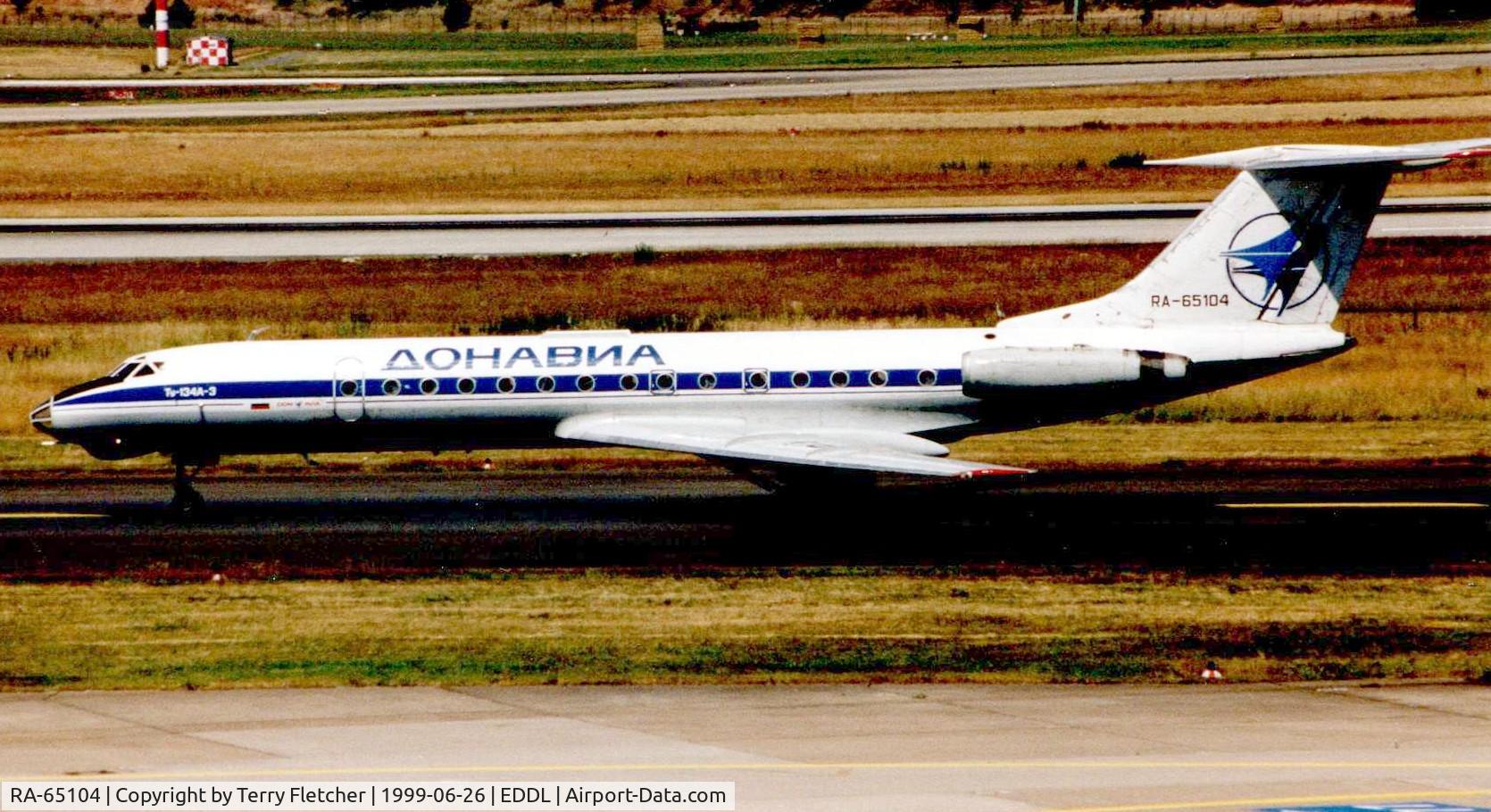 RA-65104, 1978 Tupolev Tu-134A-3 C/N 60301, Tu134 arrives at Dusseldorf in 1999