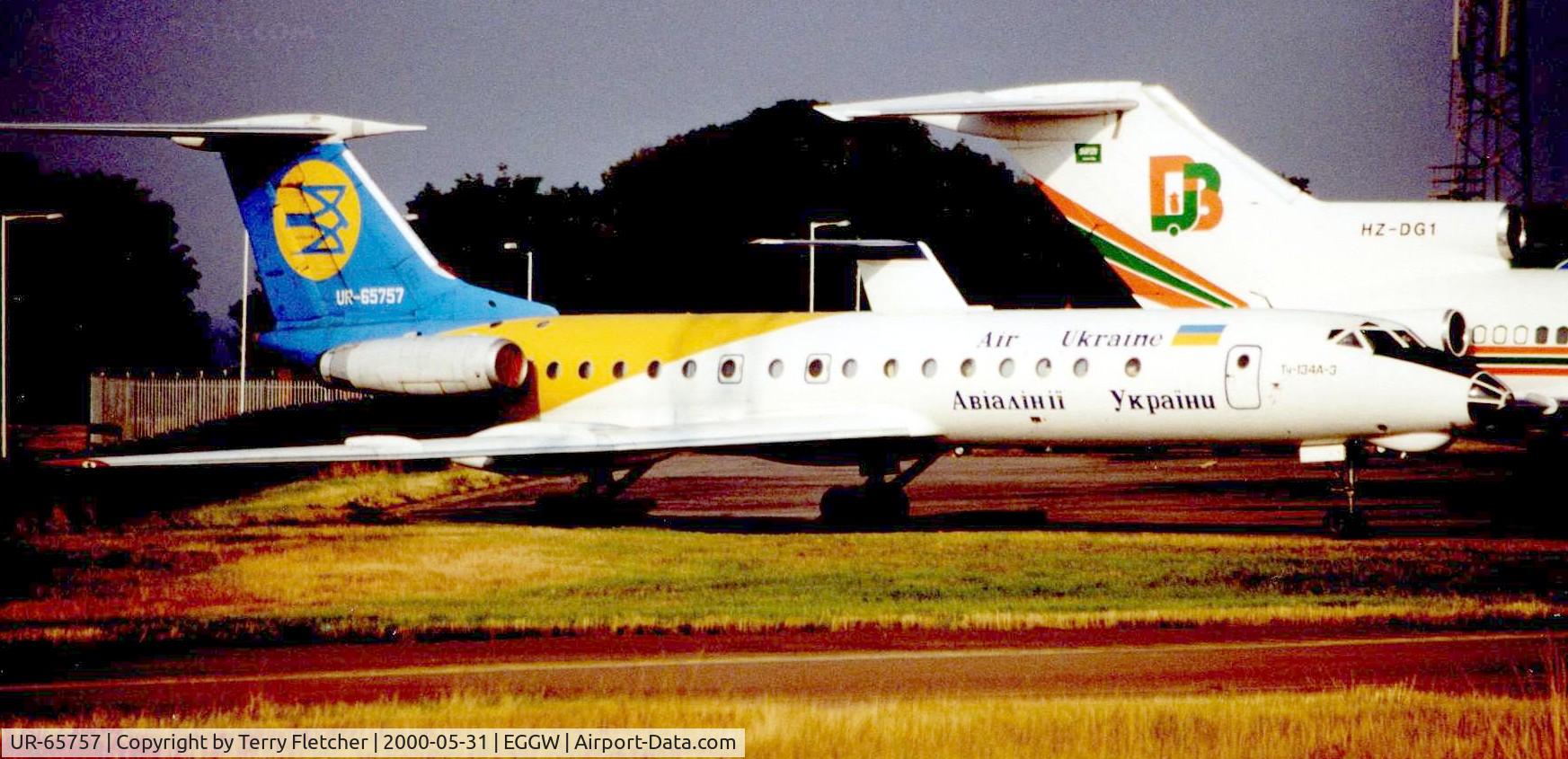UR-65757, 1979 Tupolev Tu-134 C/N 62215, Air Ukraine Tu134 at Luton in 2000