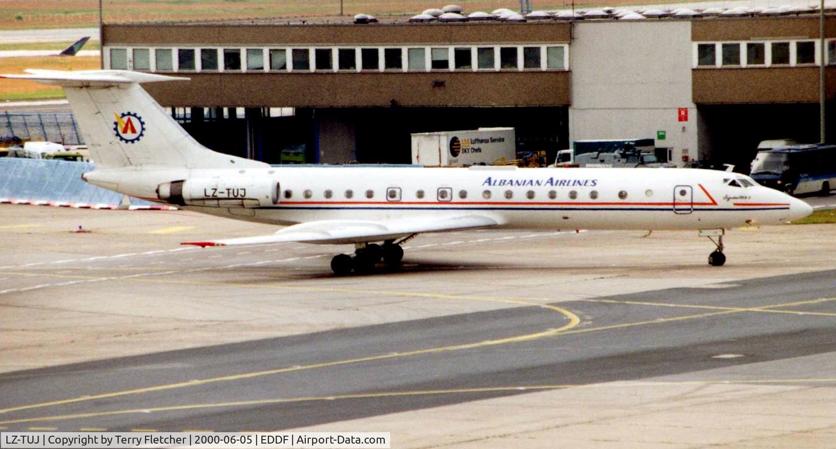 LZ-TUJ, 1977 Tupolev Tu-134A C/N 49913, Albanian Airlines Tu134 taxies in at Frankfurt in 2000
