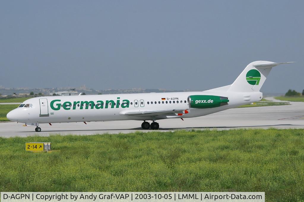 D-AGPN, 1991 Fokker 100 (F-28-0100) C/N 11333, Germania F100