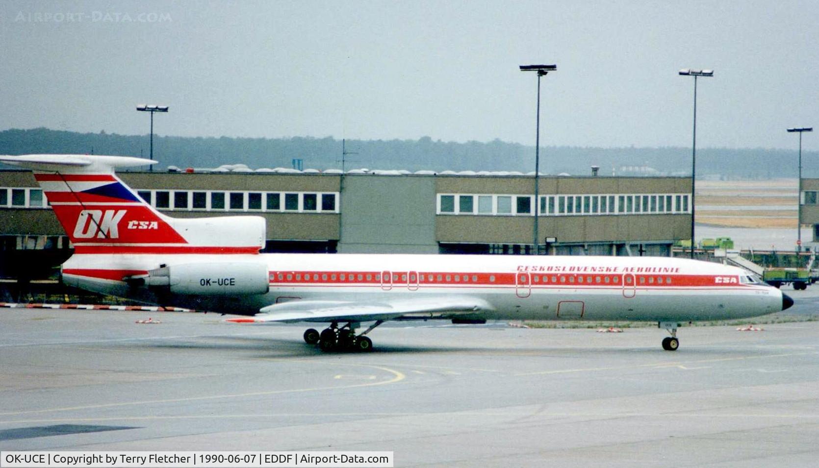 OK-UCE, 1989 Tupolev Tu-154M C/N 89A804, CSA Tu154 taxies in at Frankfurt in 1990