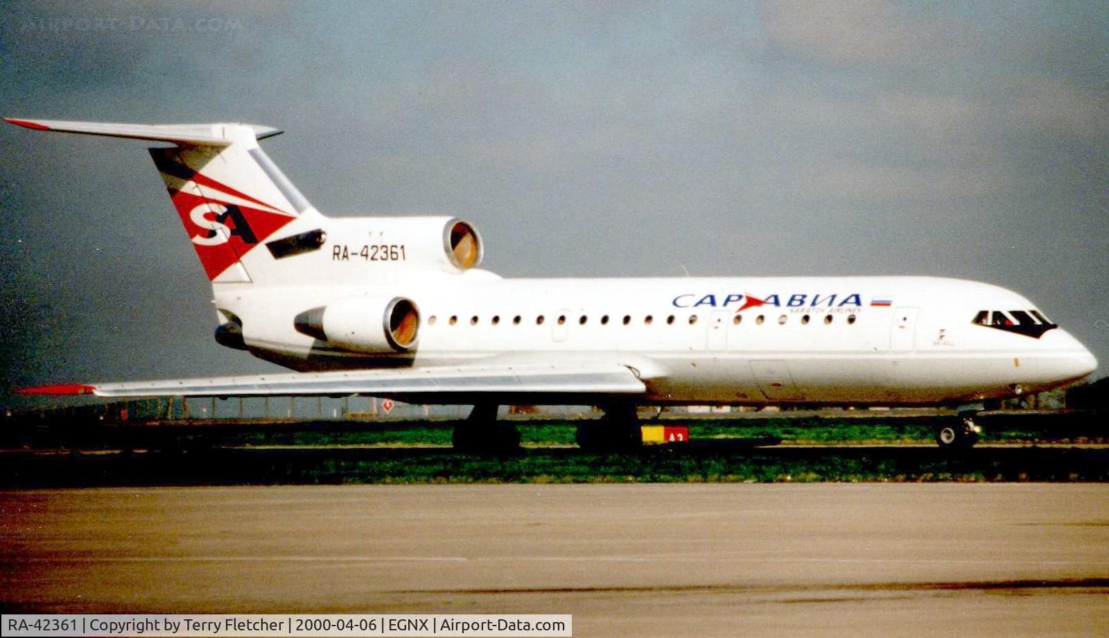 RA-42361, 1988 Yakovlev Yak-42D C/N 4520423811427, A rare sight to see a Yak 42 in East Midlands Airport