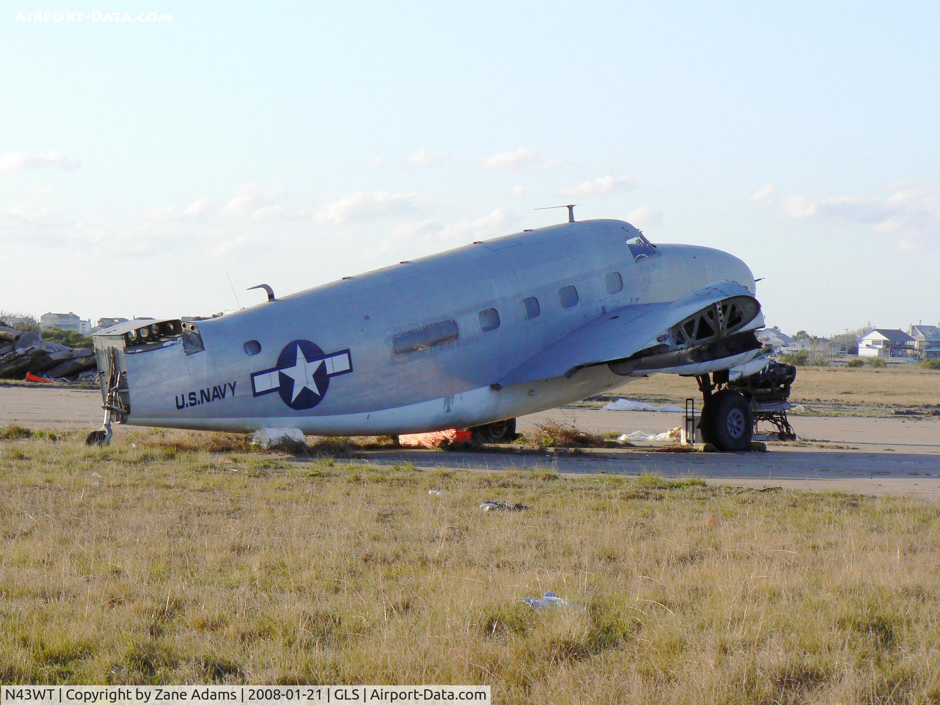 N43WT, 1943 Lockheed 18-56 Lodestar Lodestar C/N 18-2565, Lokheed Loadstar fuselage at Galveston. Wings and Tail feathers are at Sport Flyers Airport (27XS) Brookshire, TX 1/08