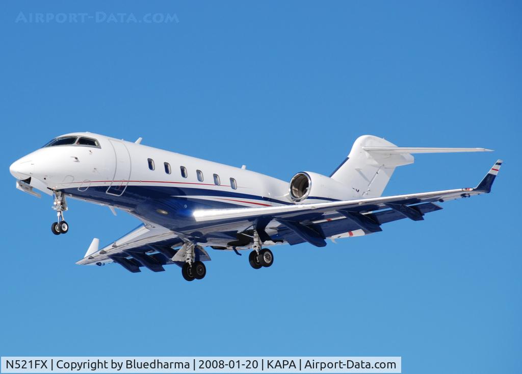 N521FX, 2005 Bombardier Challenger 300 (BD-100-1A10) C/N 20057, Approach to 17L.
