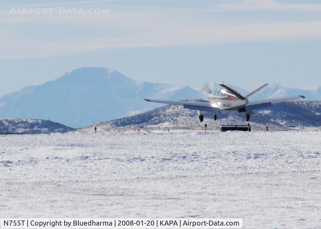N755T, 1972 Beech V35B Bonanza C/N D-9364, Approach to 17L with Pikes Peak in the distance.