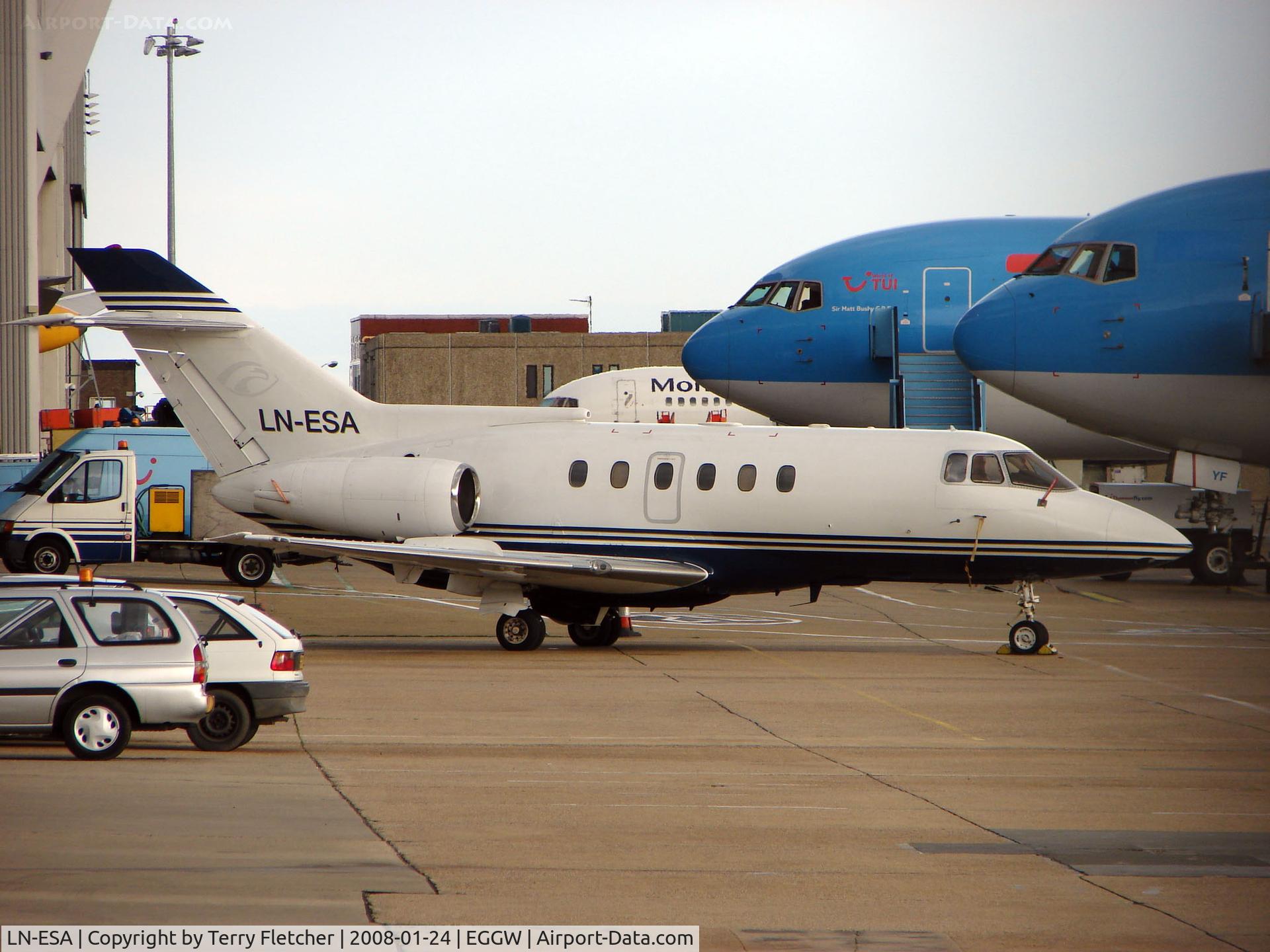 LN-ESA, 1987 British Aerospace BAe.125-800 C/N 258094, Norwegian Hawker at Luton in January 2008