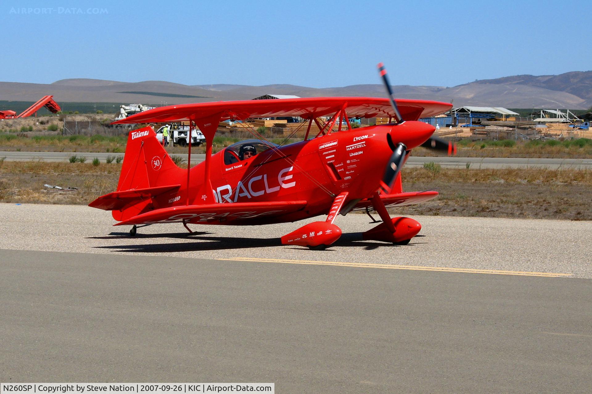 N260SP, 1981 Pitts S-2S Special C/N 1114C, Vibrantly-painted ORACLE/Tutima 1981 Oliver Steven R PITTS S-2S taxying @ Mesa Del Rey (King City) Municipal Airport, CA