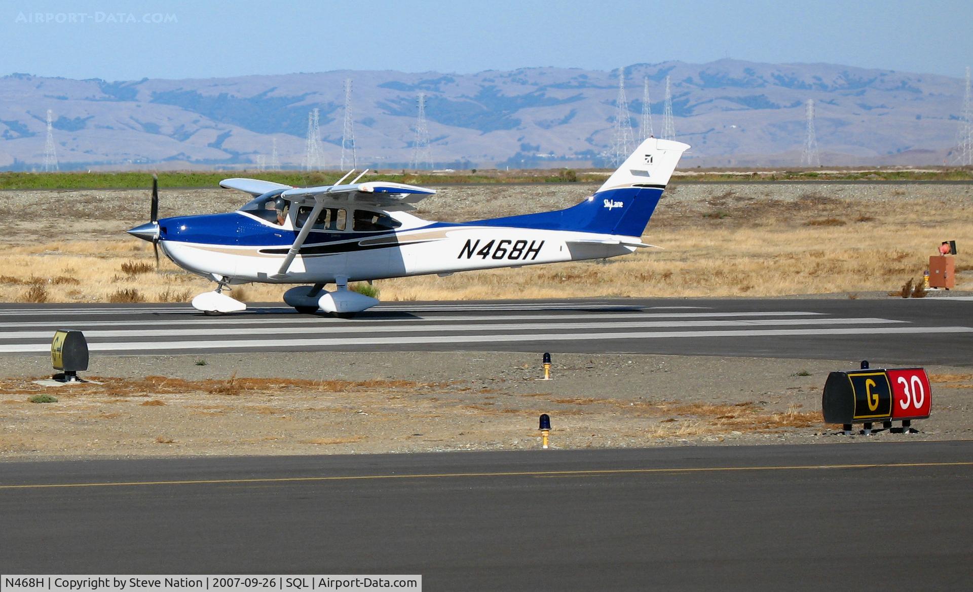 N468H, 2004 Cessna 182T Skylane C/N 18281346, 2004 Cessna 182T beginning take-off roll @ San Carlos Airport, CA