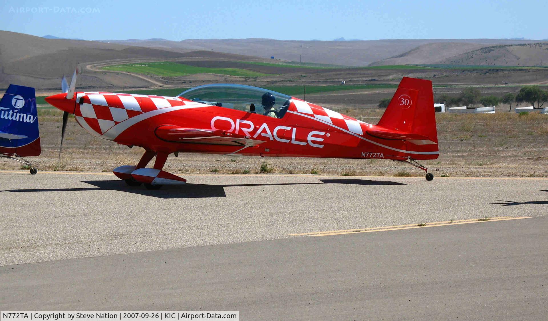 N772TA, 2007 Extra EA-300/L C/N 1260, Brightly painted (Team) ORACLE 2006 Extra Flugzeugbau Gmbh EA 300/L powering-up @ Mesa del Rey (King City) Airport, CA