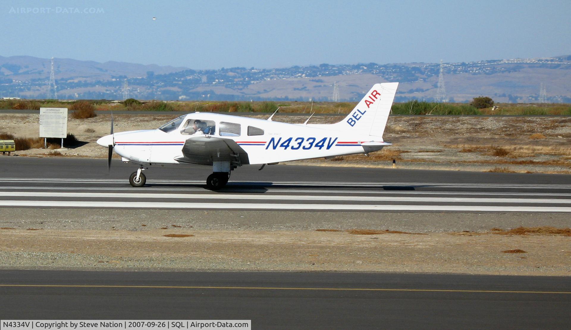 N4334V, 1984 Piper PA-28-181 Archer C/N 28-8490039, Bel-Air 1984 Piper PA-28-181 starting take-off run @ San Carlos Airport, CA