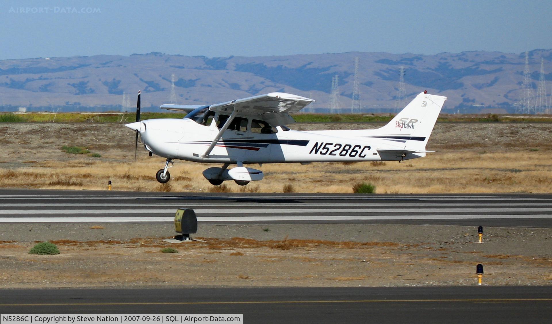 N5286C, 2002 Cessna 172S C/N 172S9219, 2002 Cessna 172S ready to touch down @ San Carlos Airport, CA