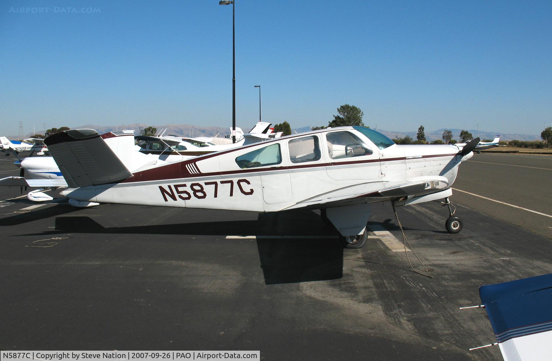 N5877C, 1951 Beech C35 Bonanza C/N D-2833, 1951 Beech C35 @ Palo Alto Airport, CA