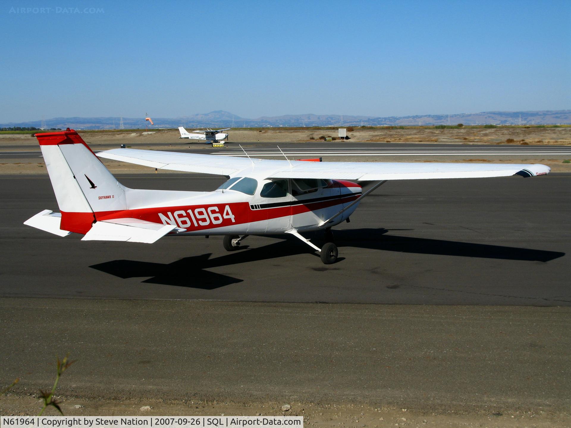 N61964, 1975 Cessna 172M C/N 17264921, 1975 Cessna 172M holding @ San Carlos Airport, CA
