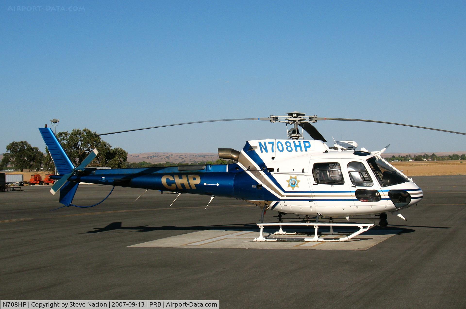 N708HP, 1999 Aerospatiale AS-350B-3 Ecureuil C/N 3244, California Highway Patrol/CHP Eurocopter AS 350 B3 in full sunlight @ Paso Robles Municipal Airport, CA